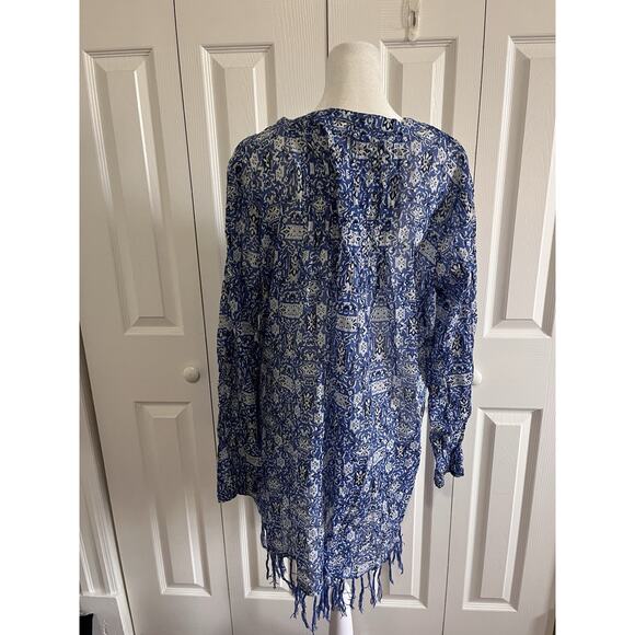 Roller Rabbit Longline Printed Tunic Top Blue/White Size Small - Picture 4 of 4